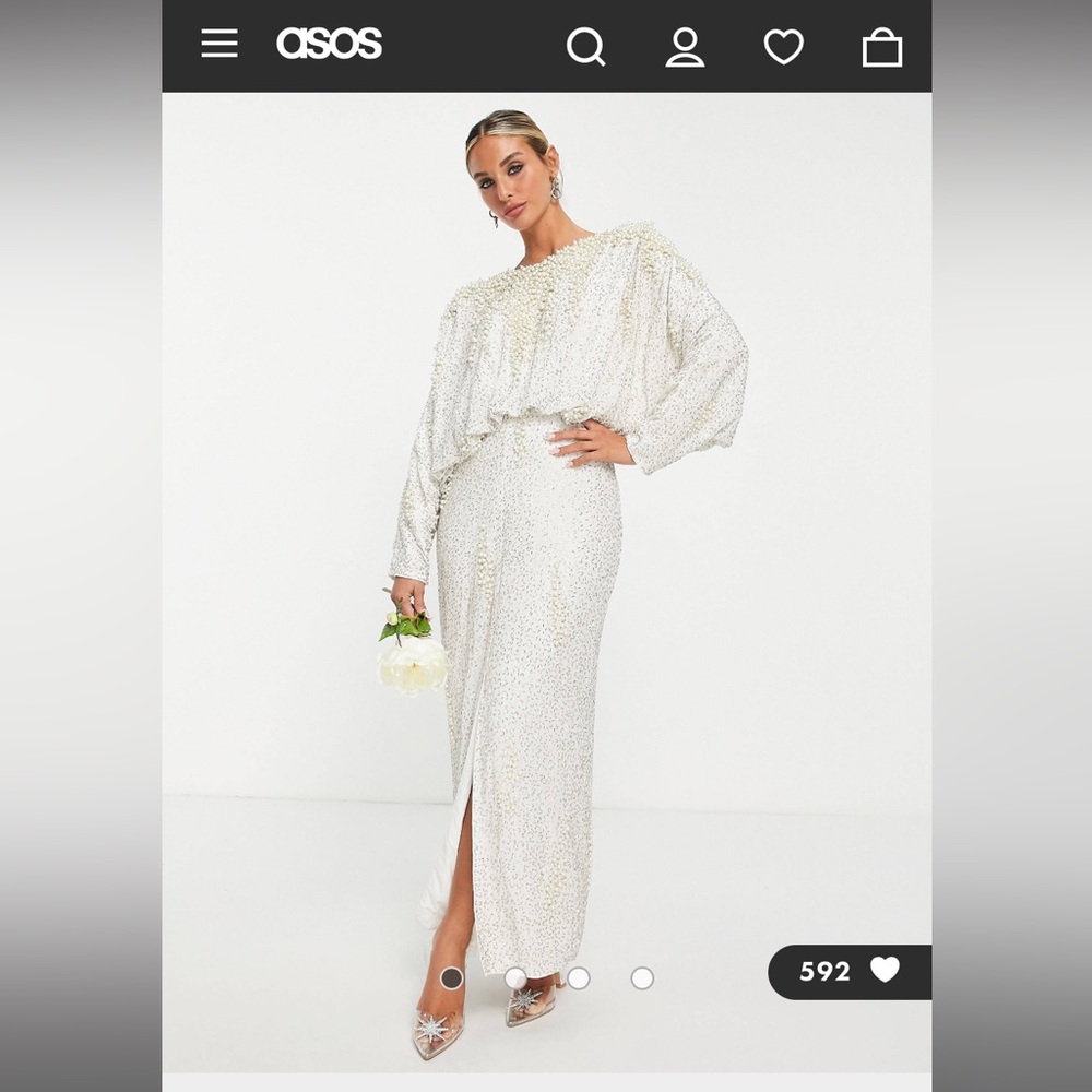 ASOS embellished pearl Batwing holiday party dress size 4